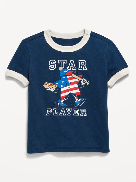 Short-Sleeve Unisex Ringer Graphic T-Shirt for Toddler