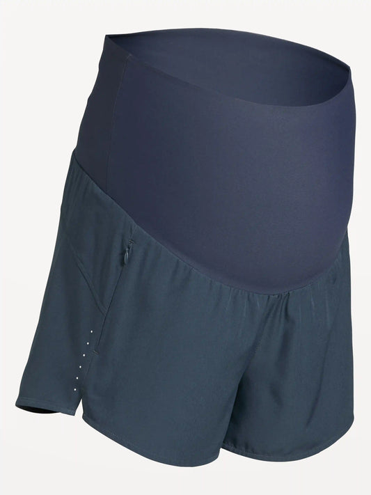 Maternity Rollover-Waist StretchTech Run Shorts -- 3-inch inseam