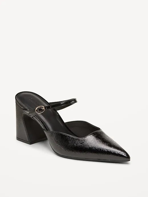 Buckle-Strap Mule Heels for Women