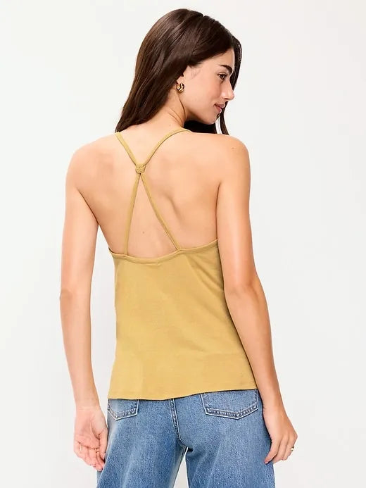 Strappy-Back Shimmer Swing Tank Top
