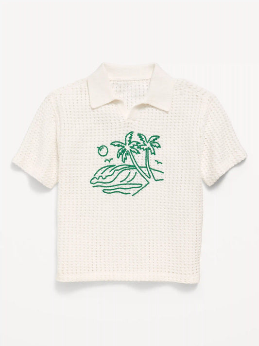 Oversized Collared Graphic Sweater for Toddler Boys