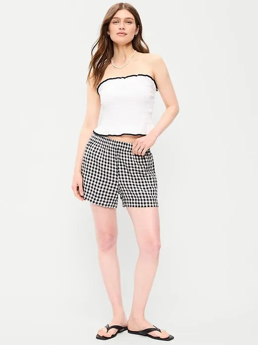 High-Waisted Linen-Blend Shorts -- 3.5-inch inseam