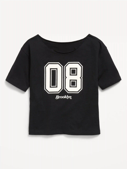 Off-Shoulder Graphic T-Shirt for Girls
