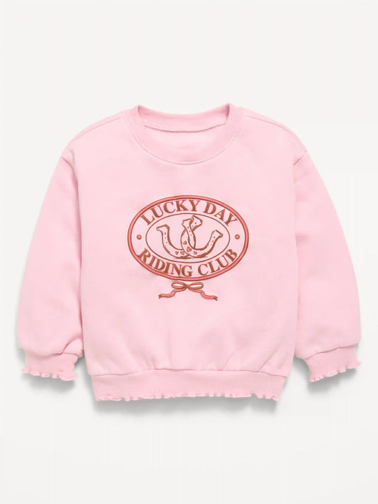 Long-Sleeve Graphic Lettuce-Edge Sweatshirt for Toddler Girls