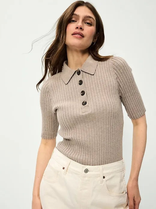 Short-Sleeve Ribbed Polo