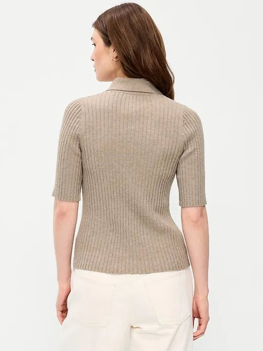 Short-Sleeve Ribbed Polo