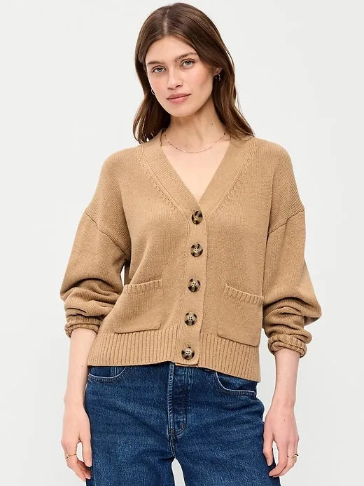 Seaside Cotton V-Neck Cardigan Sweater