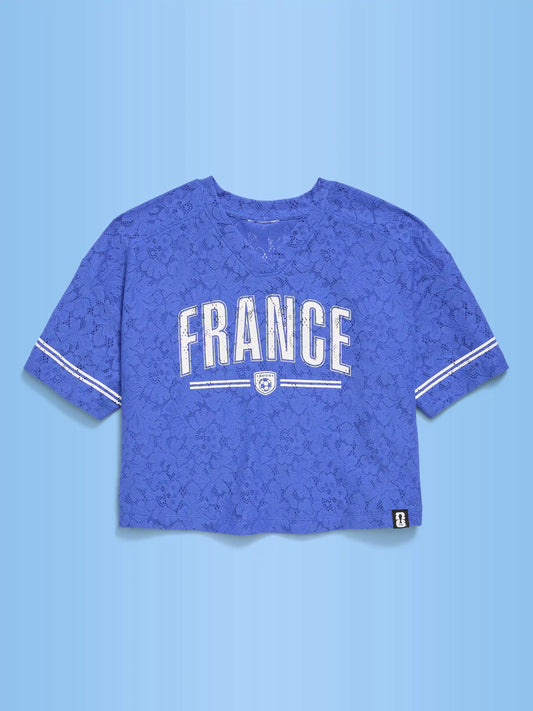 FIFA World Cup 26™ Morocco Boxy Lace V-Neck T-Shirt for Girls