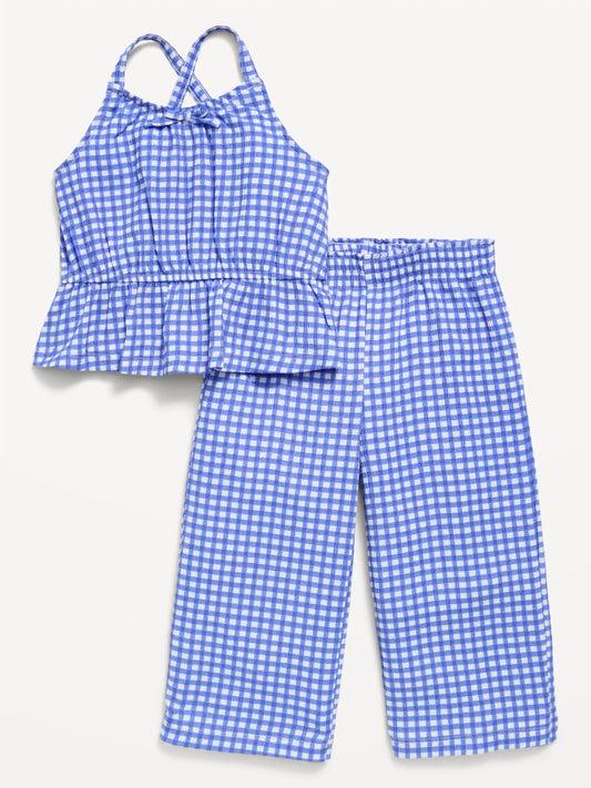 Printed Sleeveless Top and Pants Set for Toddler Girls