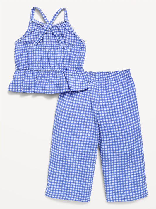 Printed Sleeveless Top and Pants Set for Toddler Girls