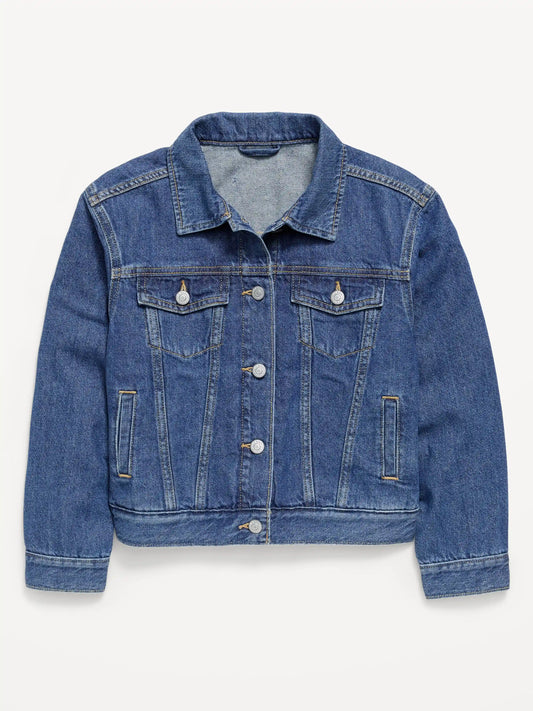 Oversized Denim Trucker Jacket for Girls