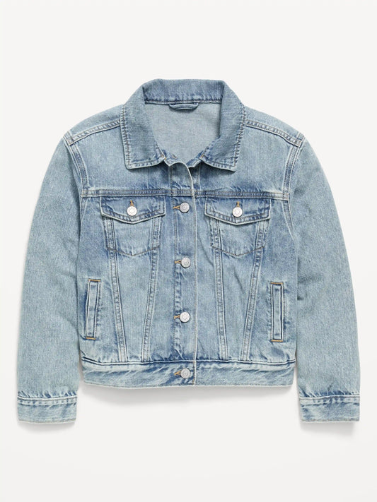 Oversized Denim Trucker Jacket for Girls
