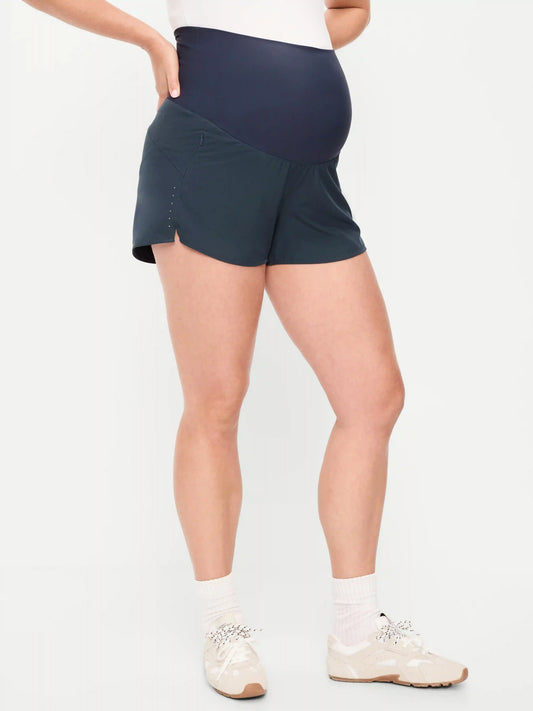 Maternity Rollover-Waist StretchTech Run Shorts -- 3-inch inseam
