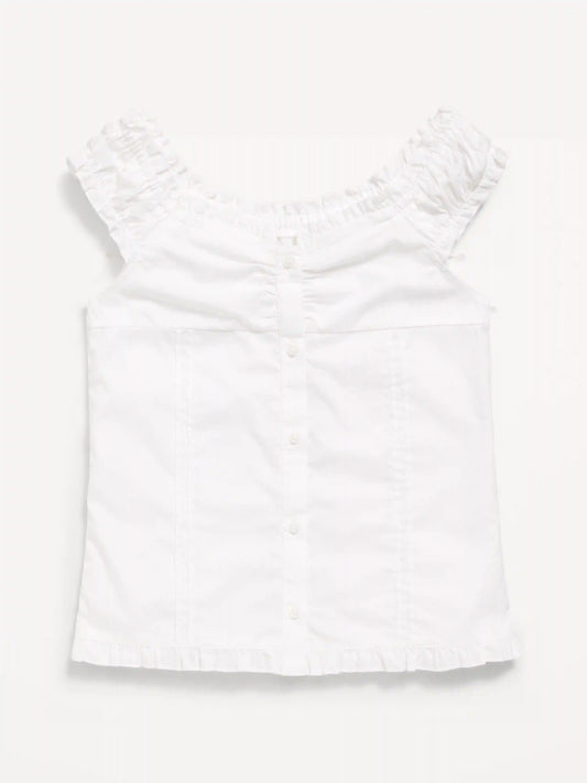 Short-Sleeve Sweetheart-Neck Button-Front Top for Girls