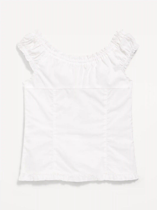 Short-Sleeve Sweetheart-Neck Button-Front Top for Girls