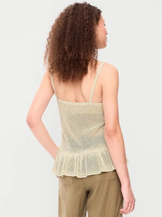 Metallic Peplum Tank Top