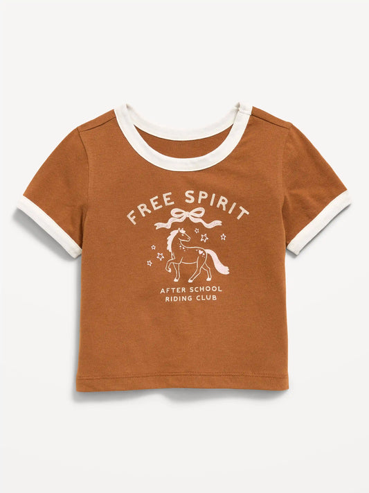 Short-Sleeve Ringer Graphic T-Shirt for Toddler Girls