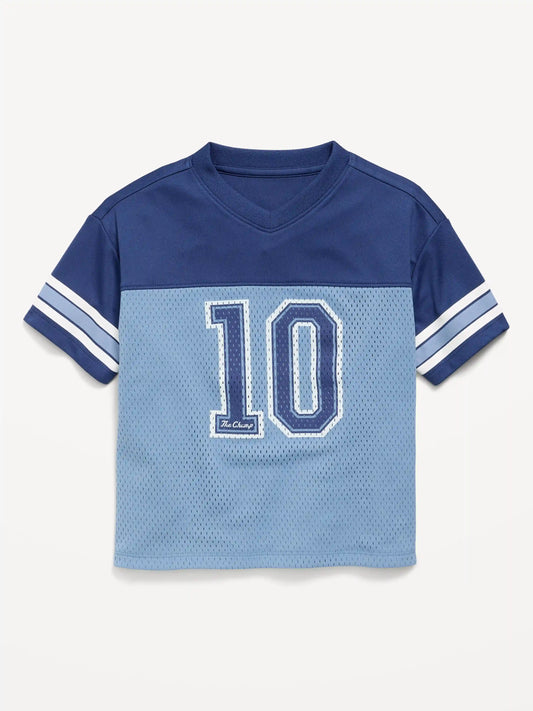 Oversized Mesh Graphic Football T-Shirt for Toddler Boys