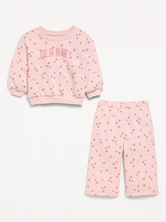 Printed Logo Graphic Sweatshirt and Sweatpants Set for Baby