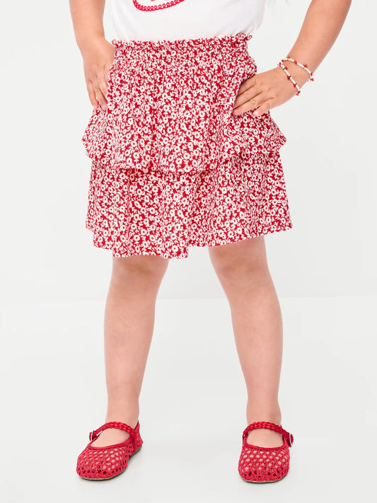 Printed Crinkled Tiered Skirt for Toddler Girls