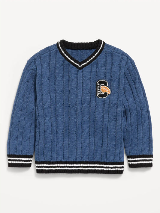 Oversized Long-Sleeve Graphic Sweater for Toddler Boys