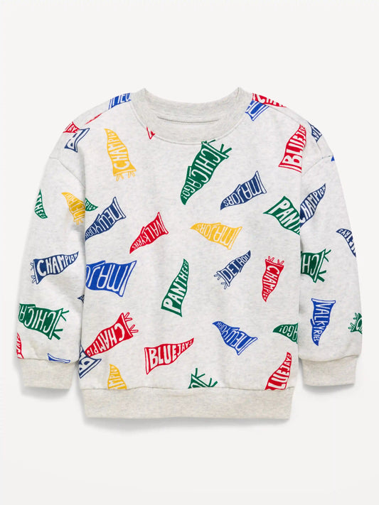 Oversized Printed Crew-Neck Sweatshirt for Toddler Boys