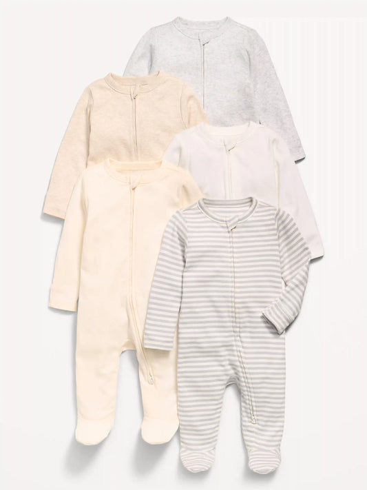 2-Way-Zip Sleep & Play Footed One-Piece 5-Pack for Baby