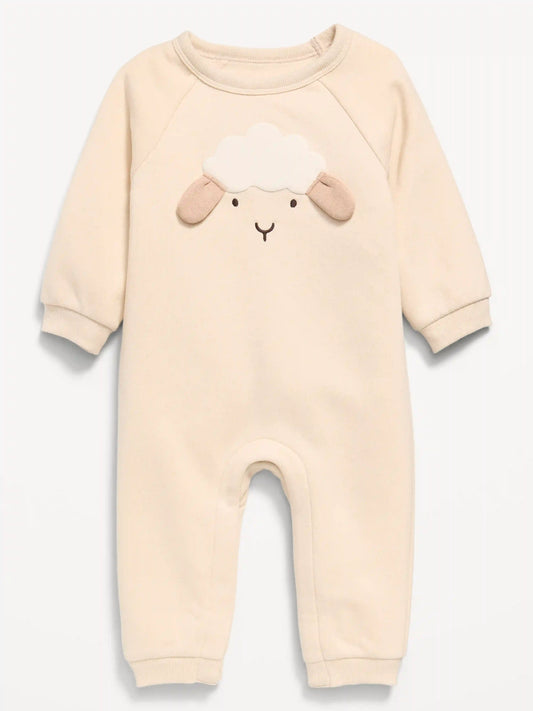 Printed Long-Sleeve Fleece One-Piece for Baby