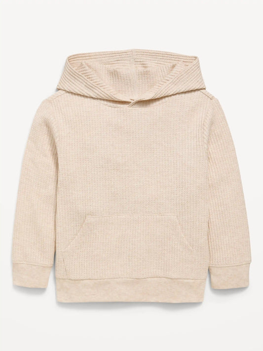 Waffle-Knit Pullover Hoodie for Toddler Boys