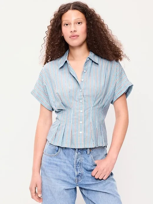 Slim-Waisted Button-Down Shirt