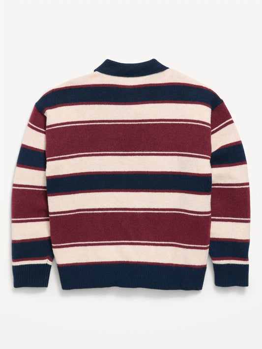 SoSoft Oversized Collared Striped Sweater for Boys