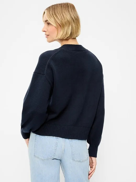 Seaside Cotton V-Neck Cardigan Sweater