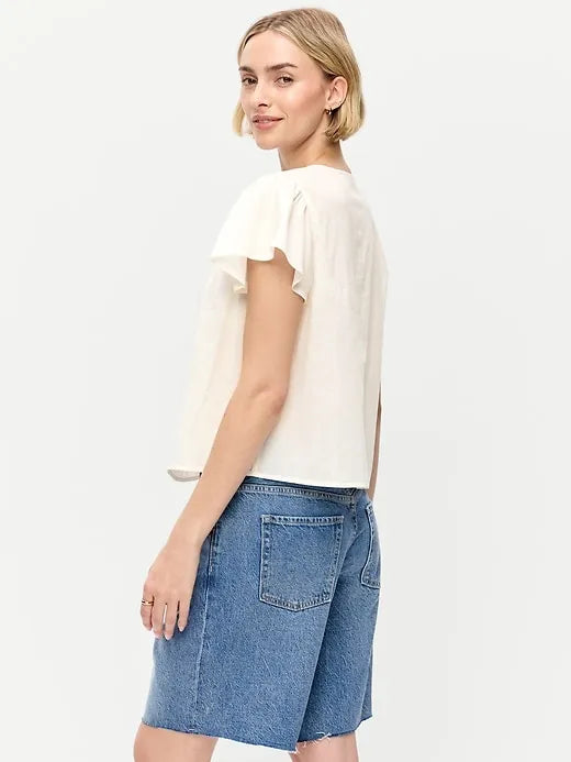 Short-Sleeve Embroidered Trousseau Top