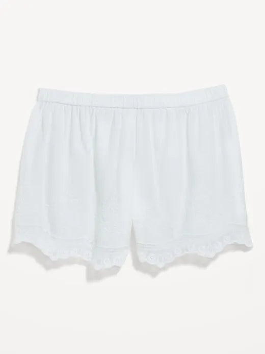 High-Waisted Lace-Trim Shorts