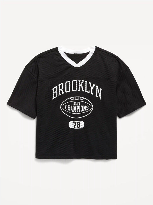 Oversized Mesh Graphic Football T-Shirt for Boys