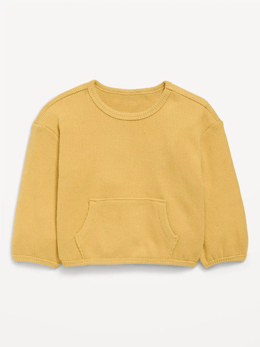 Long-Sleeve Waffle-Knit Pocket Sweatshirt for Baby