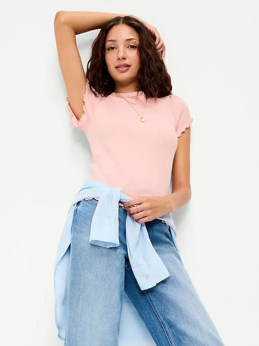 Lettuce-Edge Pointelle Top