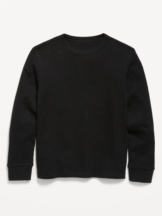 Long-Sleeve Waffle-Knit T-Shirt for Boys