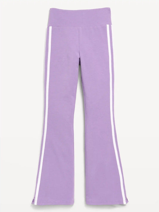 High-Waisted Side Striped Flared Leggings for Girls
