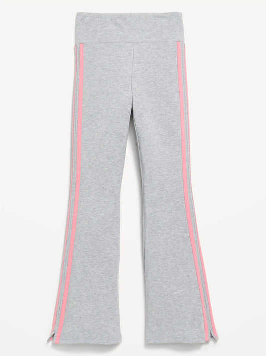 High-Waisted Side Striped Flared Leggings for Girls