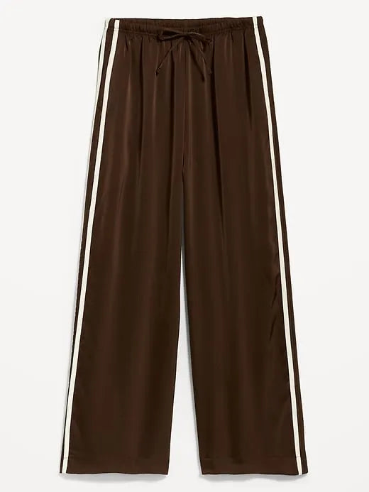 High-Waisted Satin Track Pants