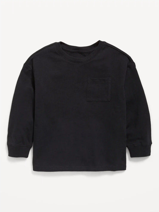 Oversized Long-Sleeve Pocket T-Shirt for Toddler Boys