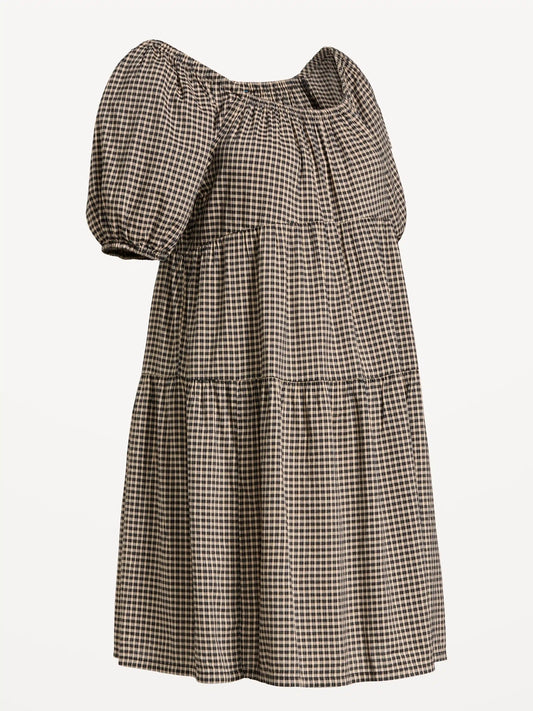 Maternity Short-Sleeve Swing Mini Dress