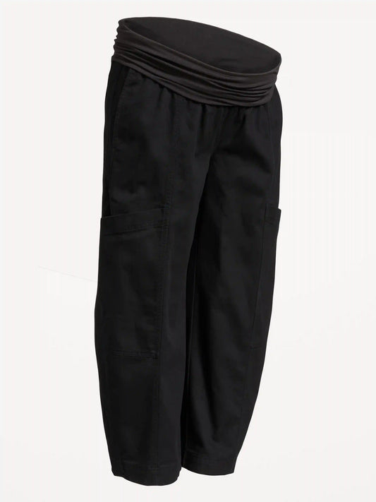 Maternity Rollover-Waist Barrel-Leg Ankle Pants
