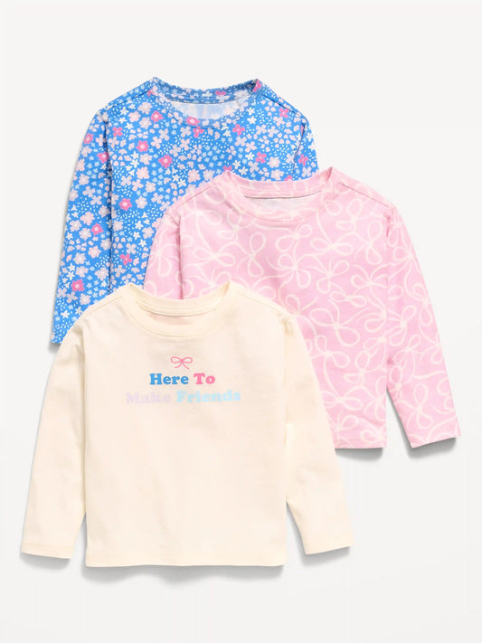 Long-Sleeve T-Shirt 3-Pack for Toddler Girls