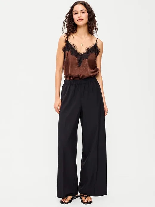 High-Waisted Wide-Leg Trouser Pants