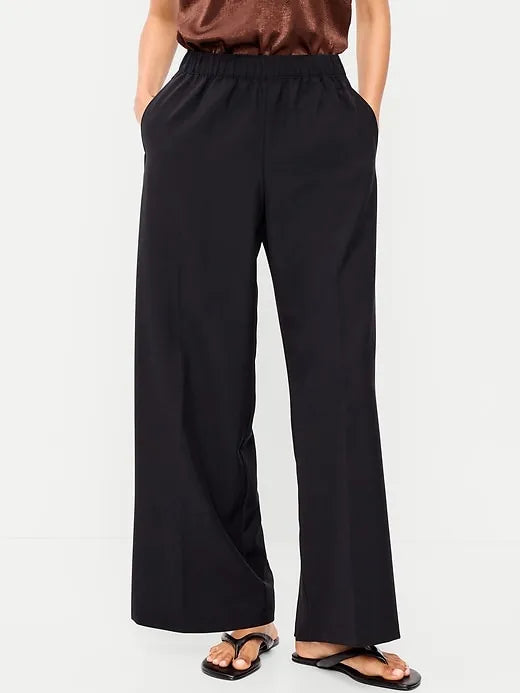 High-Waisted Wide-Leg Trouser Pants