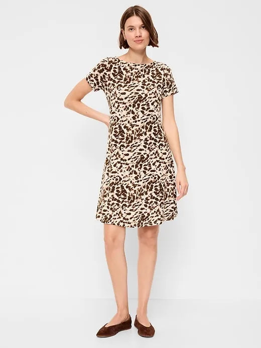 Short-Sleeve Mini Swing Dress