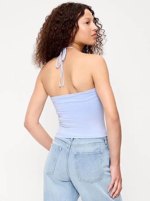 Tie-Neck Rosette Tube Top