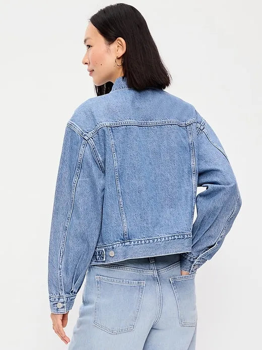 Embroidered Cropped Denim Jacket
